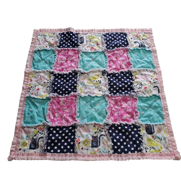 New Homemade Newborn Rag Quilt Security Blanket Doll Blanket Pet Blanket - Picture 2 of 13